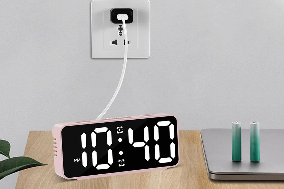 Small Digital Alarm Clock with 5 Dimmers and 5 Alarm Volumes for Bedrooms - Pink - Image 5