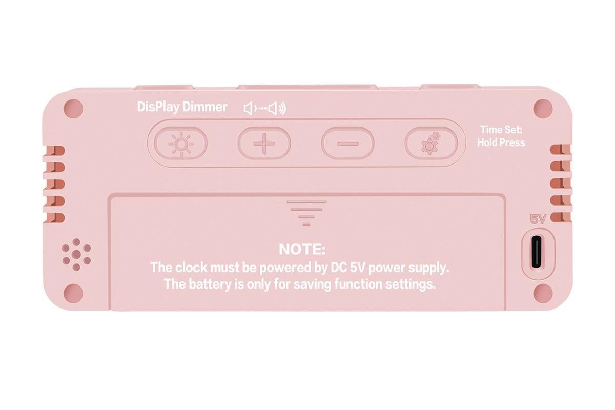 Small Digital Alarm Clock with 5 Dimmers and 5 Alarm Volumes for Bedrooms - Pink - Image 7