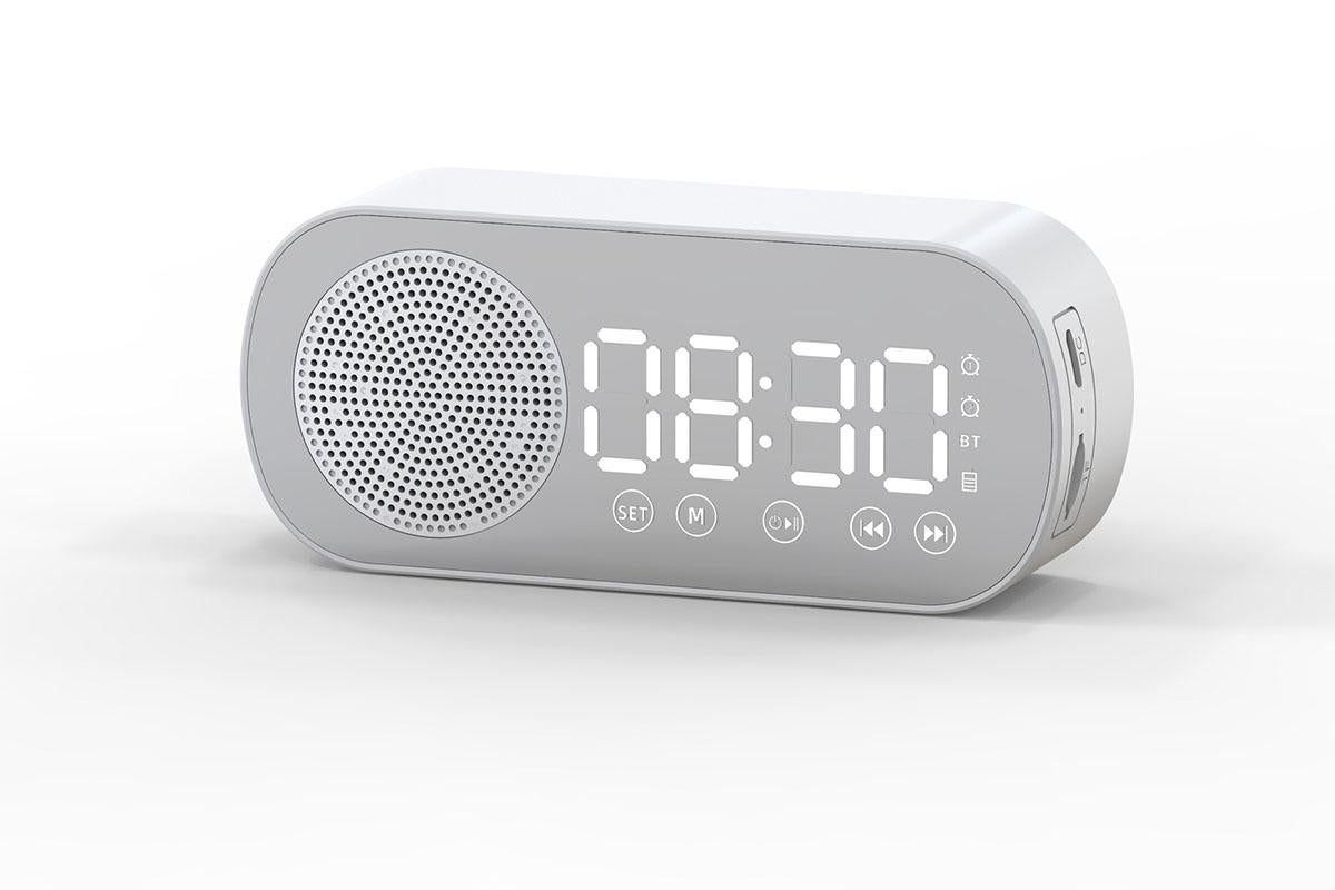 FM Speaker LED Display Portable Alarm Clock Home Decor Bluetooth Digital Radio - Pink - Image 5