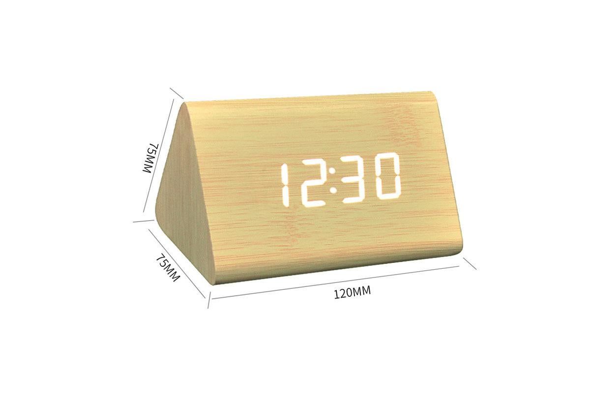 Wooden Digital Alarm Clocks for Bedrooms Electric Desk Clock with Large Numbers - Brown - Image 4