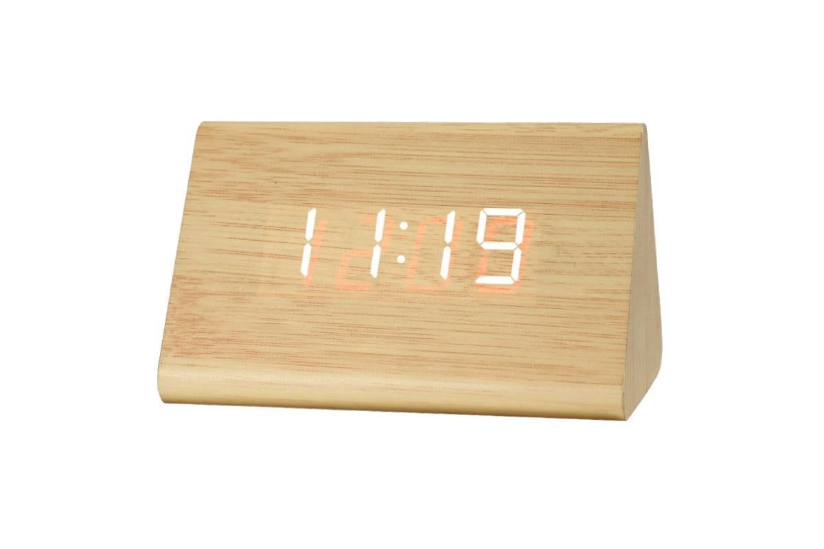 Wooden Digital Alarm Clocks for Bedrooms Electric Desk Clock with Large Numbers - Brown - Image 6