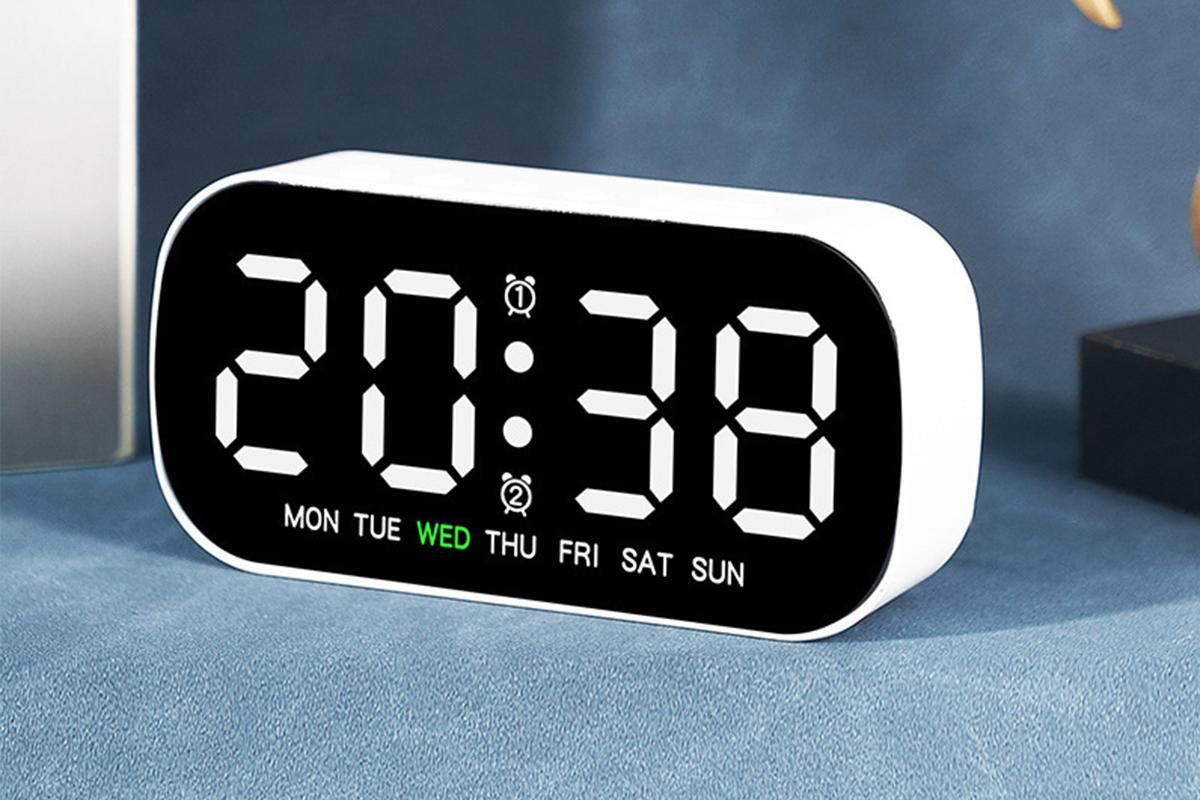 Electric Digital Alarm Clock LED Display Battery Backup Snooze Dual Alarm Clock - White - Image 2