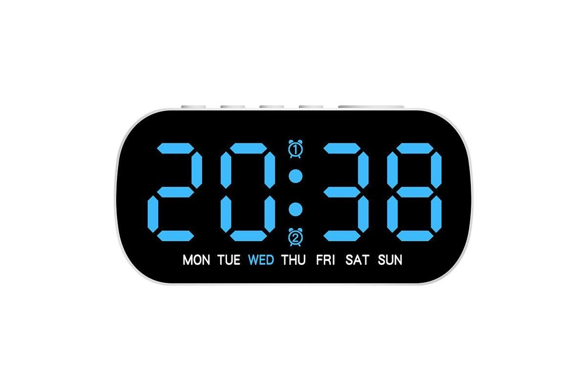 Electric Digital Alarm Clock LED Display Battery Backup Snooze Dual Alarm Clock - White - Image 6