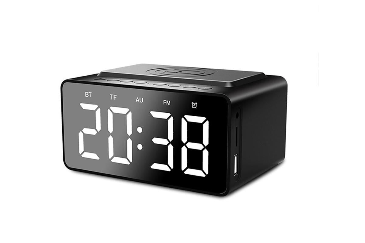 Wireless Charging Bluetooth Speaker with LED Digital Alarm Clock and FM Radio - Image 1