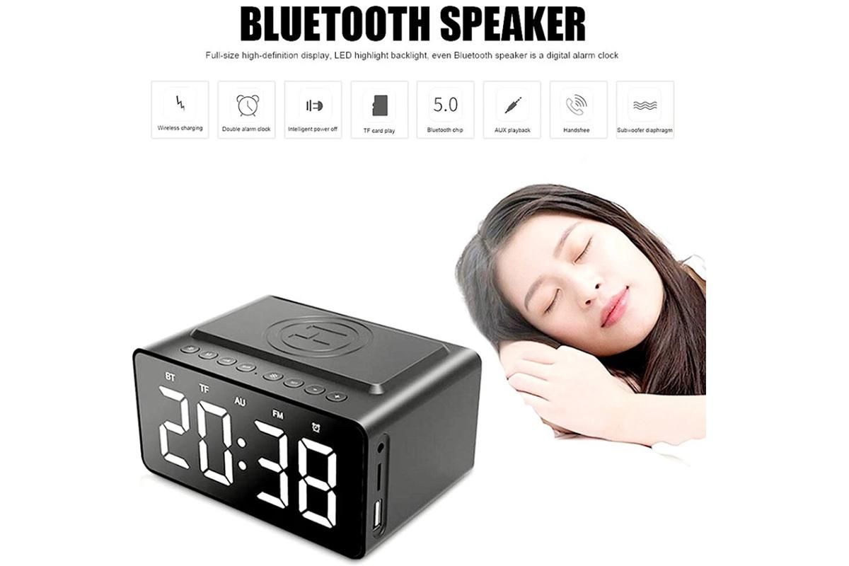 Wireless Charging Bluetooth Speaker with LED Digital Alarm Clock and FM Radio - Image 2