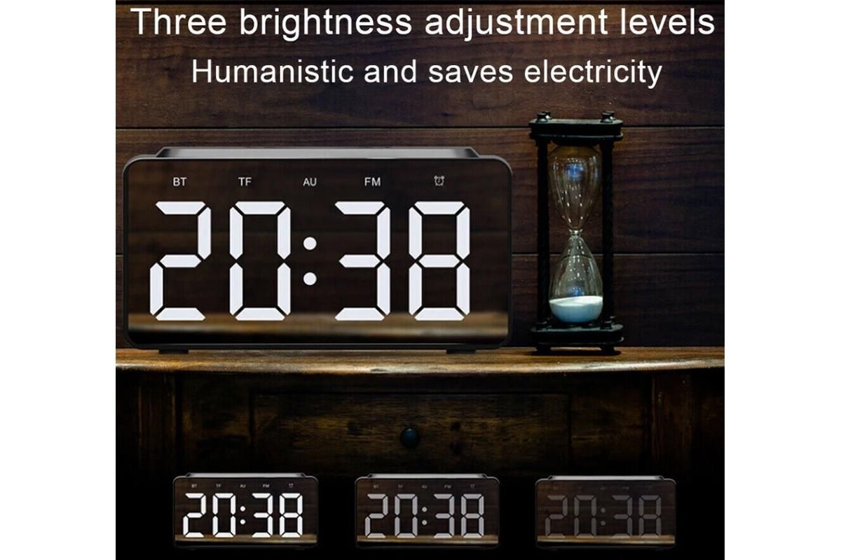 Wireless Charging Bluetooth Speaker with LED Digital Alarm Clock and FM Radio - Image 3