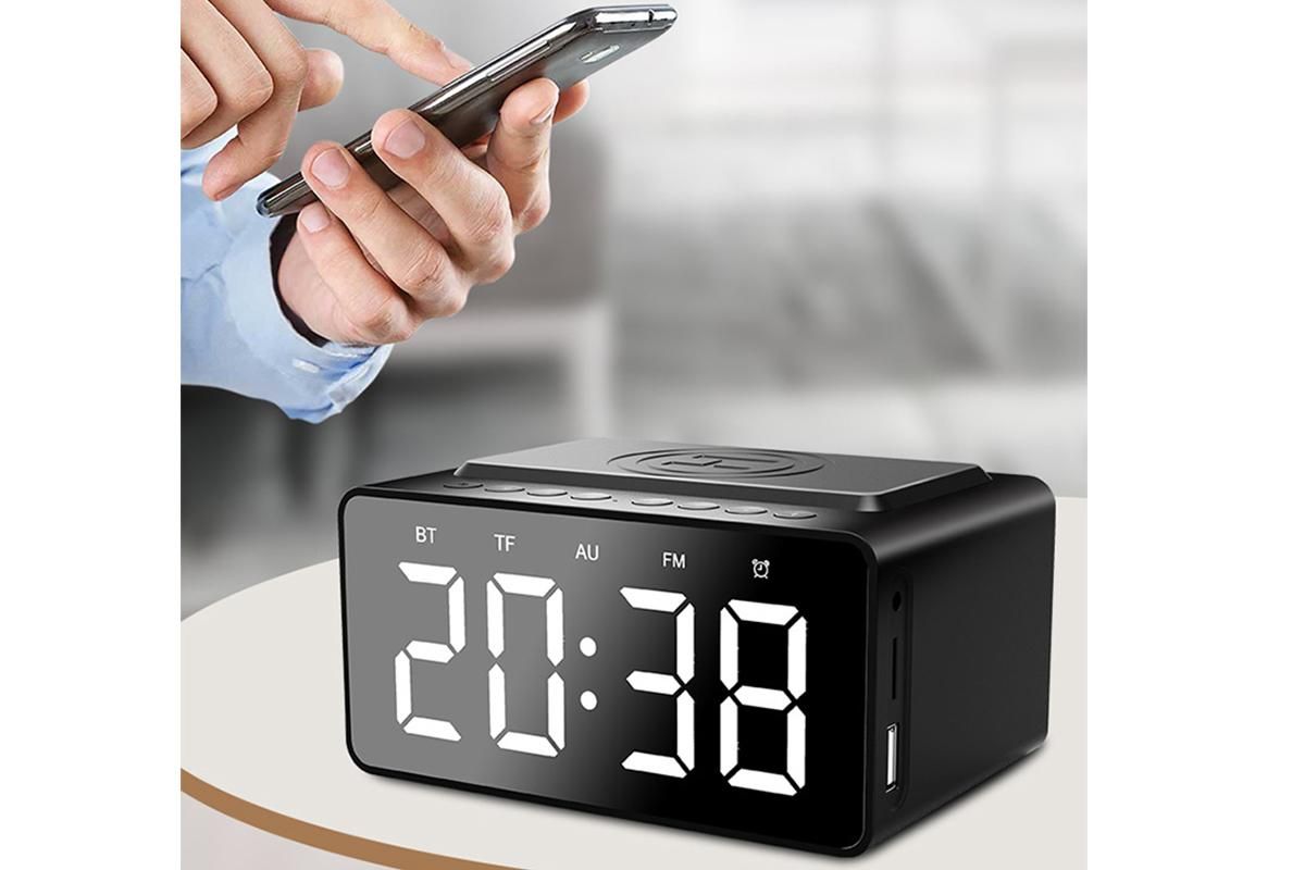 Wireless Charging Bluetooth Speaker with LED Digital Alarm Clock and FM Radio - Image 8