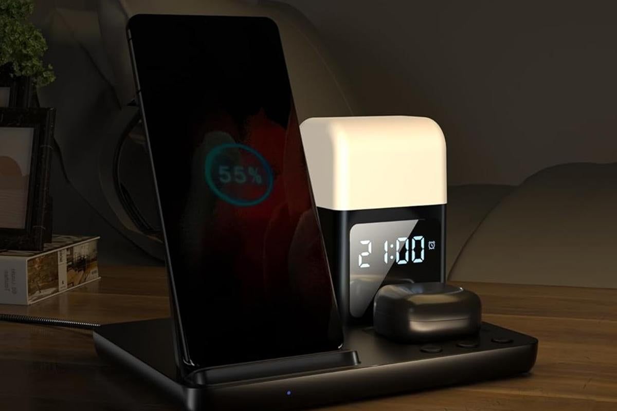 6 in 1 Charging Station with Alarm Clock Wireless Charger with Night Light for Smartphone/Watch/Earbuds Fast Charging Station - Image 5