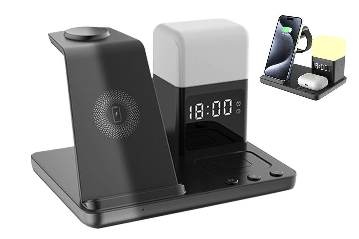 6 in 1 Charging Station with Alarm Clock Wireless Charger with Night Light for Smartphone/Watch/Earbuds Fast Charging Station - Image 6