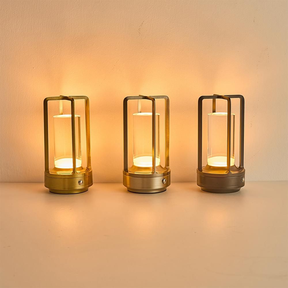 Table Lamp Rechargeable with Touch Dimmer for Bedroom - Gold - Image 2