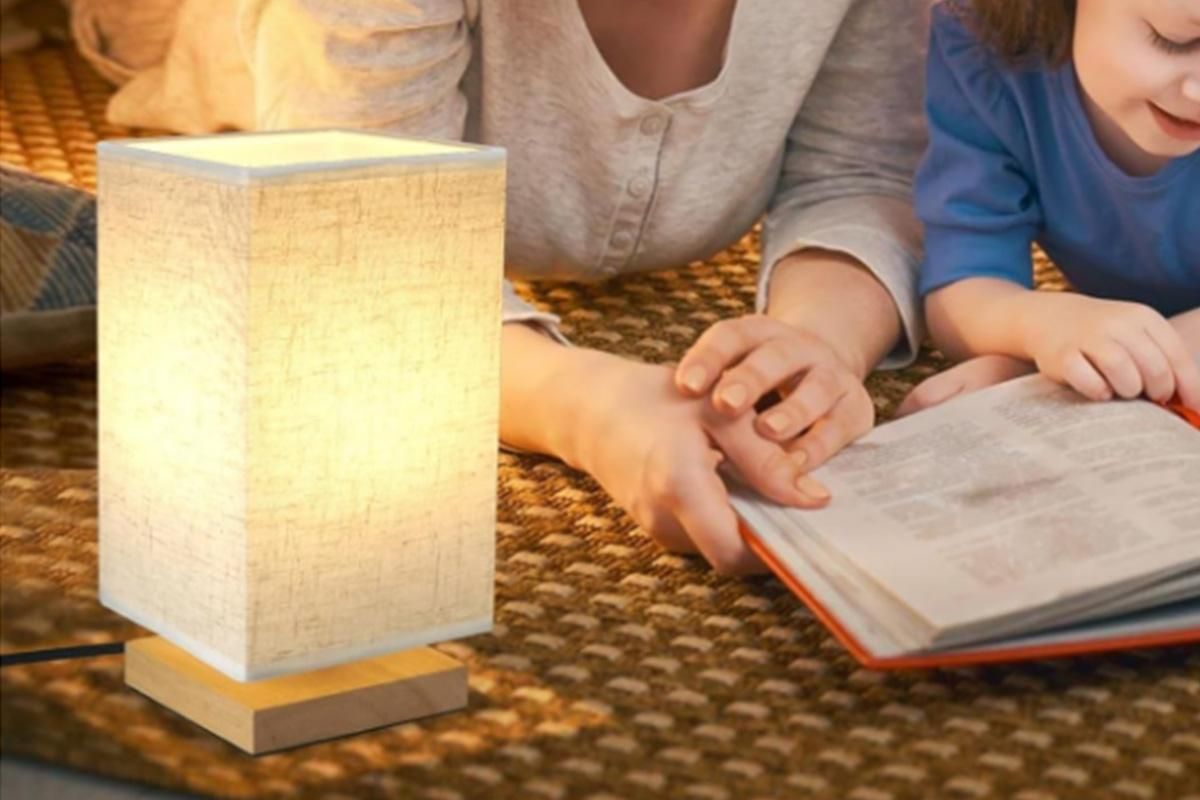 Bedside Table Lamp for Bedroom Minimalist Nightstand Lamp with Square Fabric Shade Reading Desk Lamp Night Lamp - Image 3