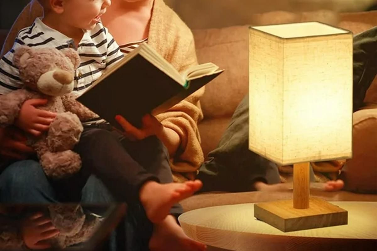 Bedside Table Lamp for Bedroom Minimalist Nightstand Lamp with Square Fabric Shade Reading Desk Lamp Night Lamp - Image 4