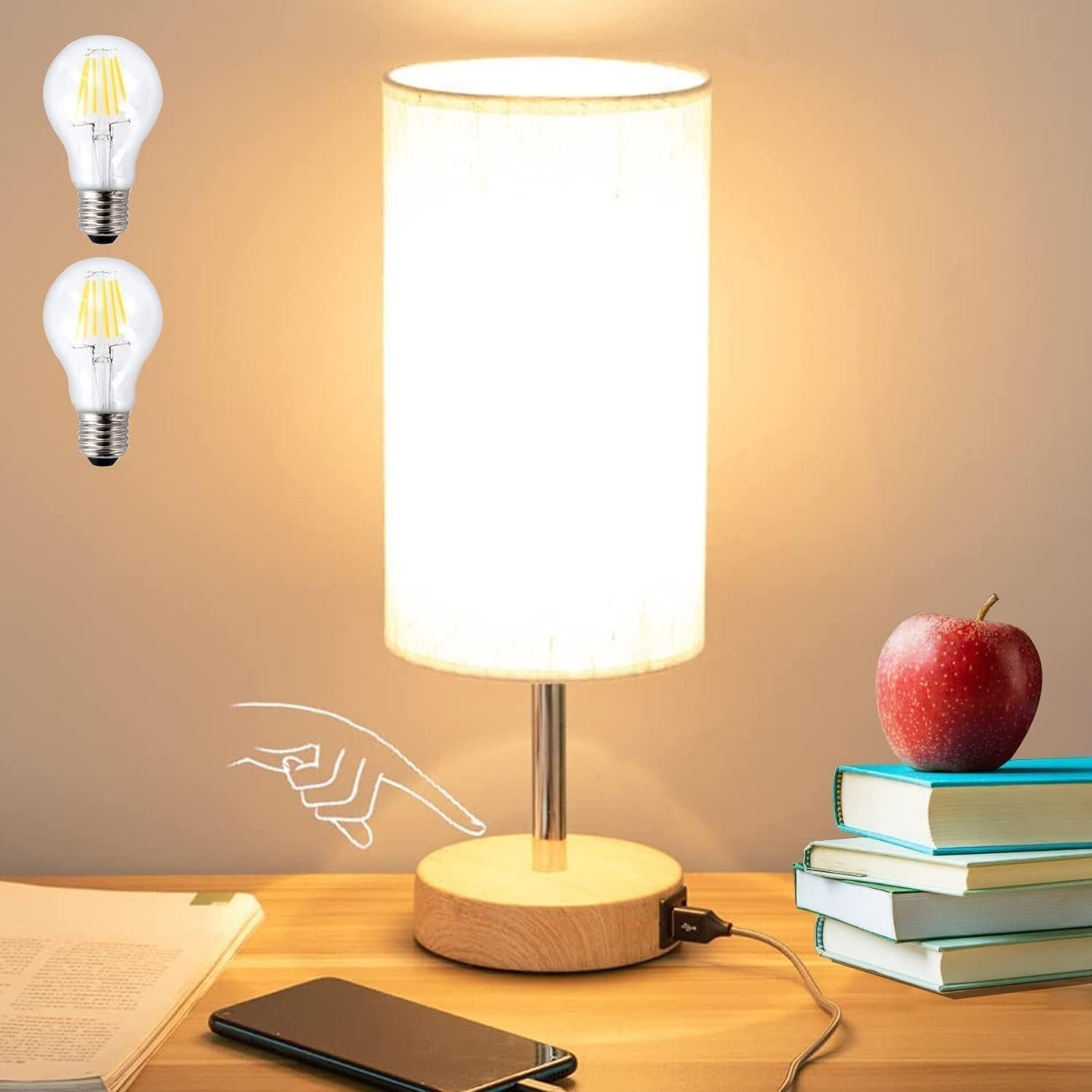 Bedside Table Lamp for Bedroom Minimalist Nightstand Lamp with Square Fabric Shade Reading Desk Lamp Night Lamp - Image 5