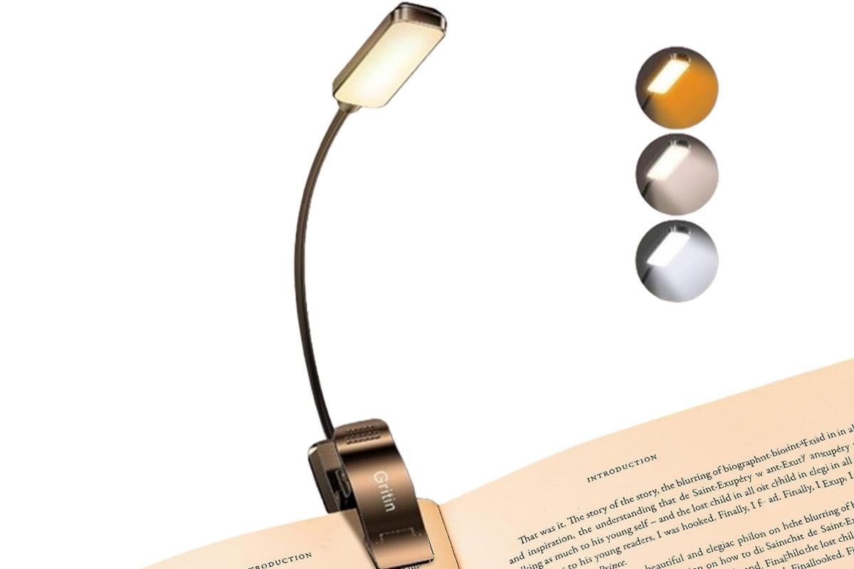 Rechargeable LED Book Light with 3 Adjustable Color Temperatures, 80H Reading Time - Black - Image 1