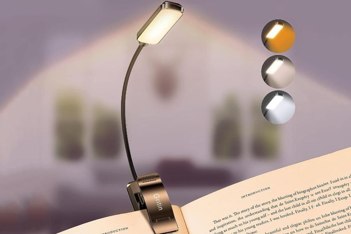 Rechargeable LED Book Light with 3 Adjustable Color Temperatures, 80H Reading Time - Black - Image 2