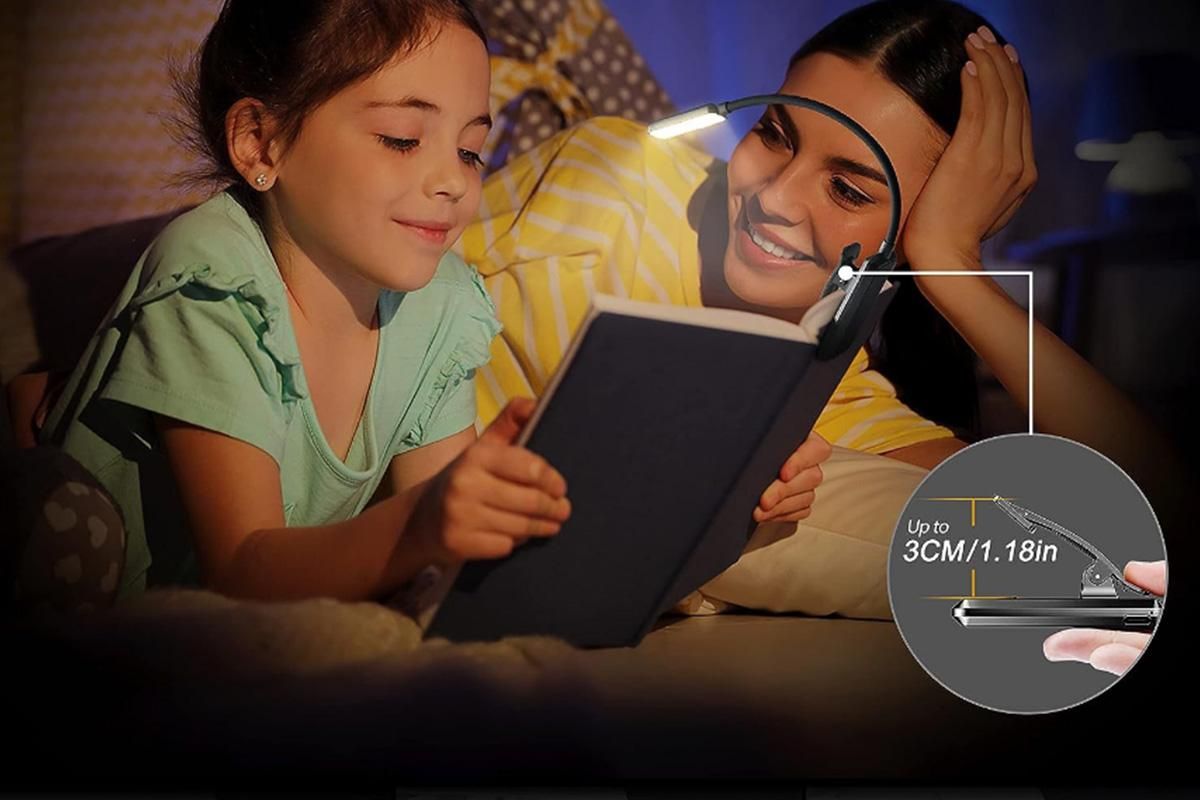 Rechargeable LED Book Light with 3 Adjustable Color Temperatures, 80H Reading Time - Black - Image 5