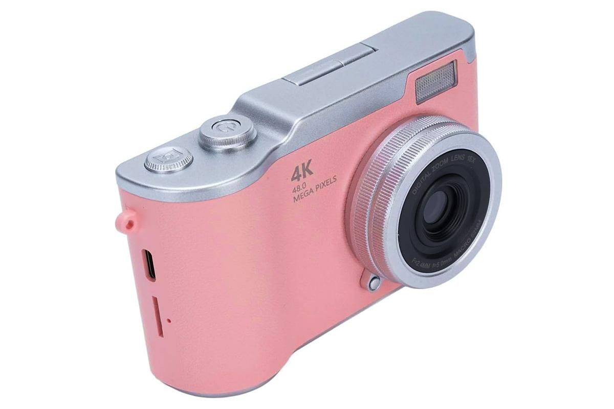 HD 1080P Flip Screen Retro Digital Camera 2.4-inch Display with 64GB TF Card - Pink - Image 3