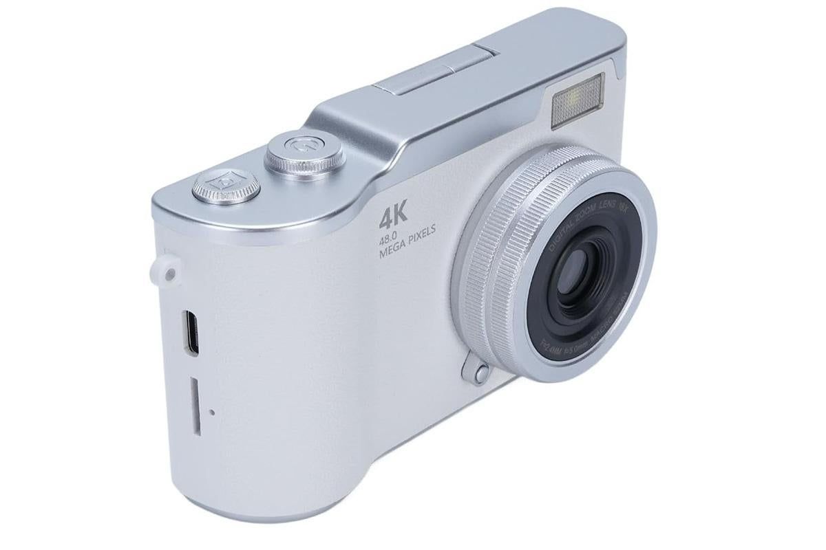 HD 1080P Flip Screen Retro Digital Camera 2.4-inch Display with 64GB TF Card - White - Image 2