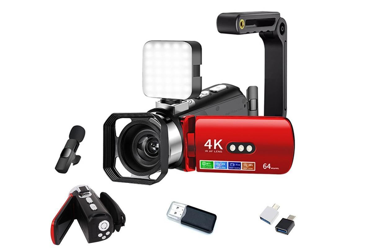 4K Video Camera Camcorder 64MP Vlogging Camera With 28X Digital Zoom for YouTube - Red Pro Version - Image 1