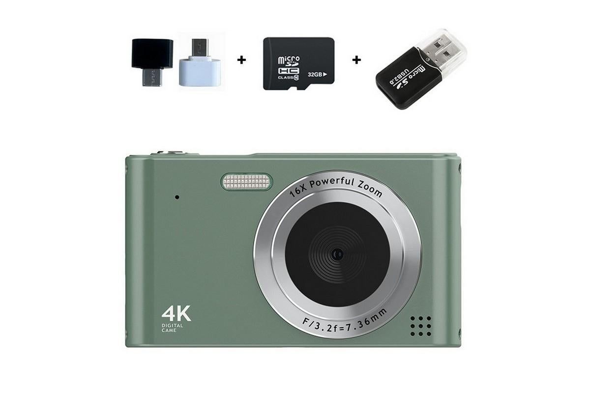 4K HD Digital Camera for Photography and Video Vlogging Camera Camera with 32G Memory Card 16X Digital Zoom -Green - Image 2