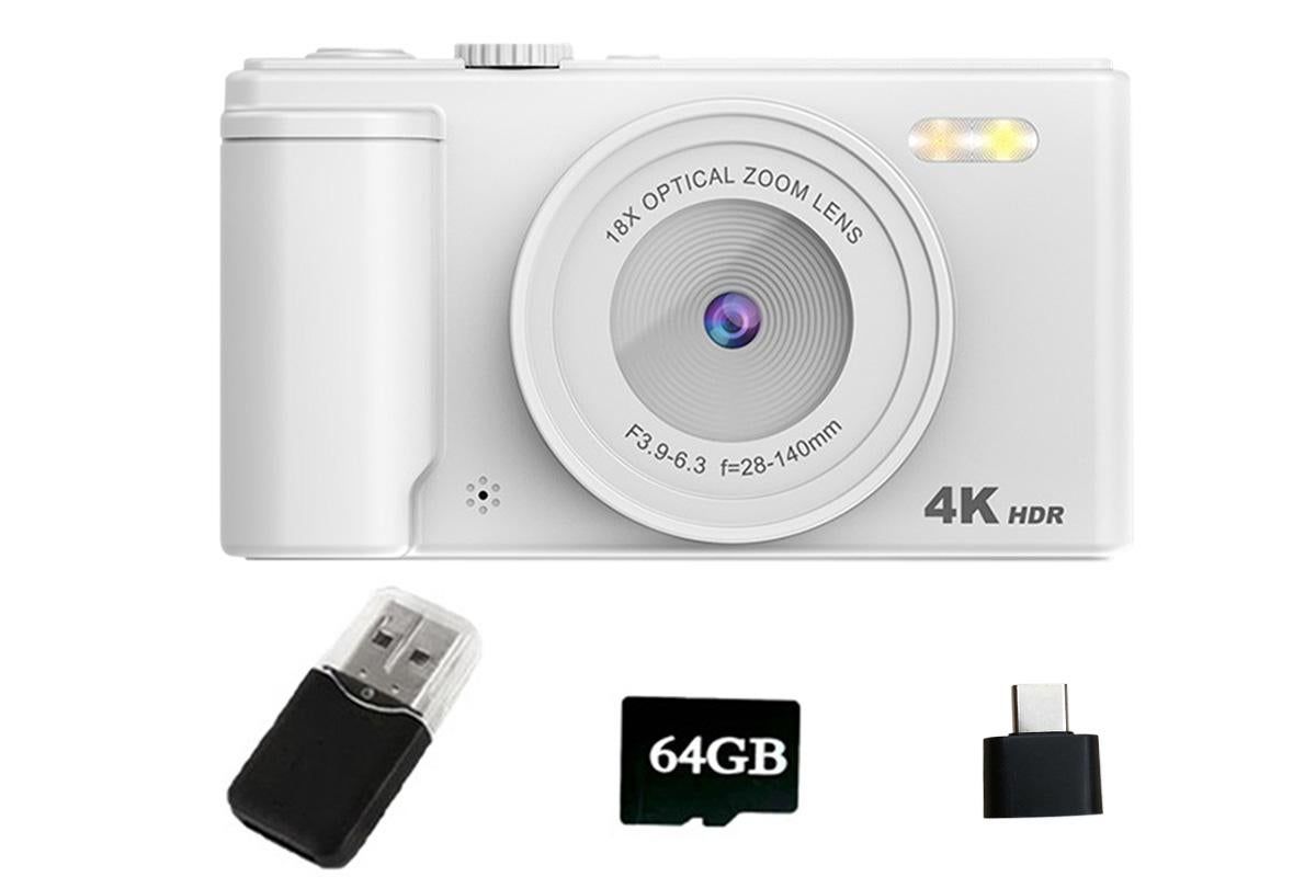 4K Digital Camera Flip Screen Autofocus for Vlogging and Photography Beginners - White - Image 2