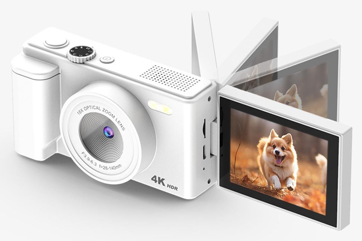 4K Digital Camera Flip Screen Autofocus for Vlogging and Photography Beginners - White - Image 4