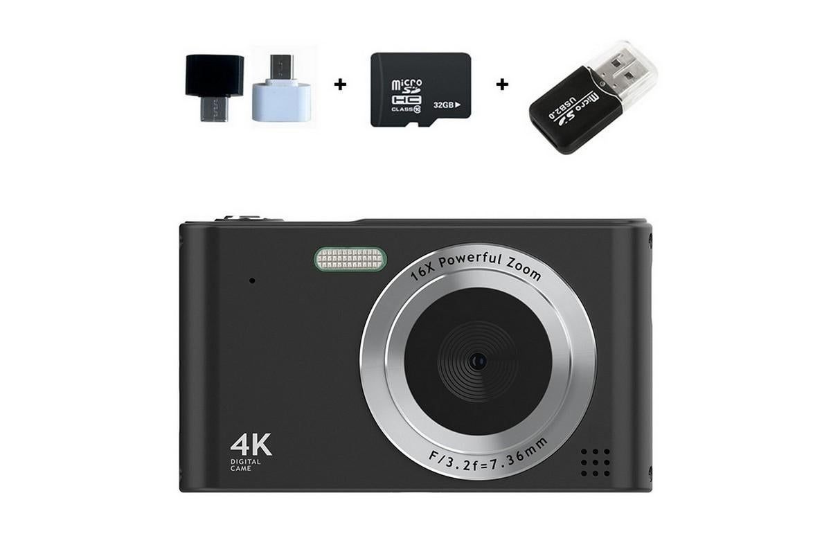 4K Digital Camera for Photography Vlogging Camera for YouTube Video 16X Digital Zoom with 32G Memory Card - Black - Image 6