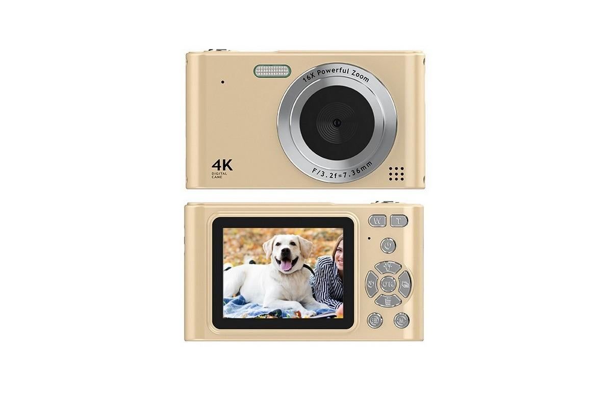 4K Digital Camera for Photography Vlogging Camera for YouTube Video 16X Digital Zoom with 32G Memory Card - Gold - Image 2