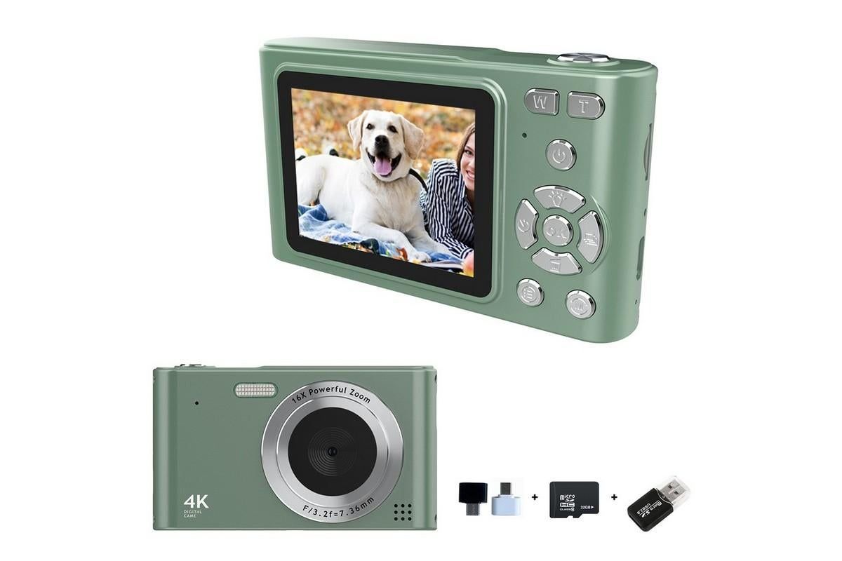 4K Digital Camera for Photography Vlogging Camera for YouTube Video 16X Digital Zoom with 32G Memory Card - Green - Image 1