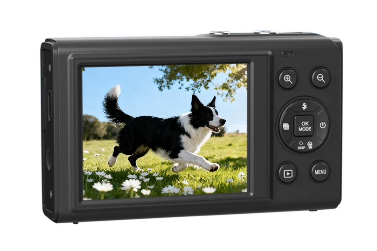 5K HD Dual Screen Digital Camera Point and Shoot Selfie Camera with LED Fill Light - Black - Image 2