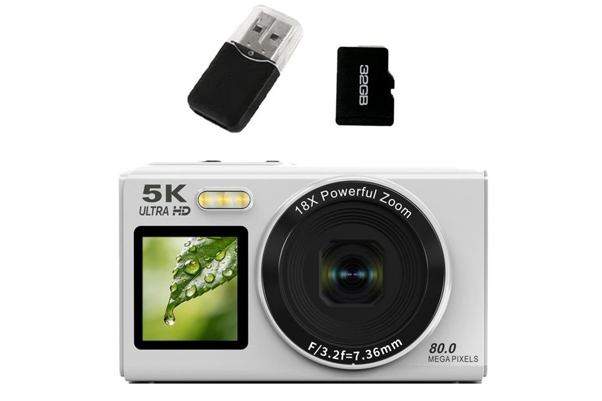 5K HD Dual Screen Digital Camera Point and Shoot Selfie Camera with LED Fill Light - Black - Image 6
