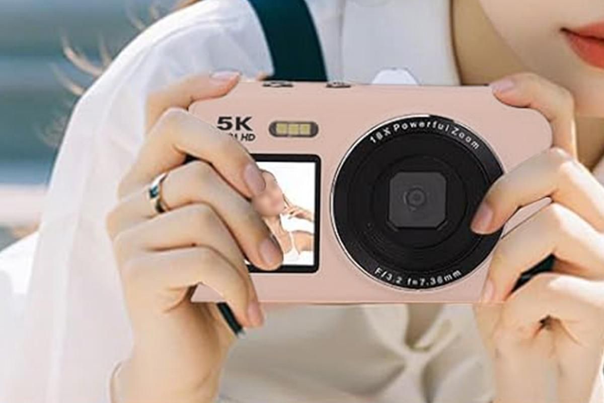 5K HD Dual Screen Digital Camera Point and Shoot Selfie Camera with LED Fill Light - Pink - Image 3