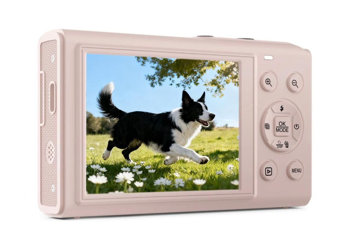 5K HD Dual Screen Digital Camera Point and Shoot Selfie Camera with LED Fill Light - Pink - Image 5