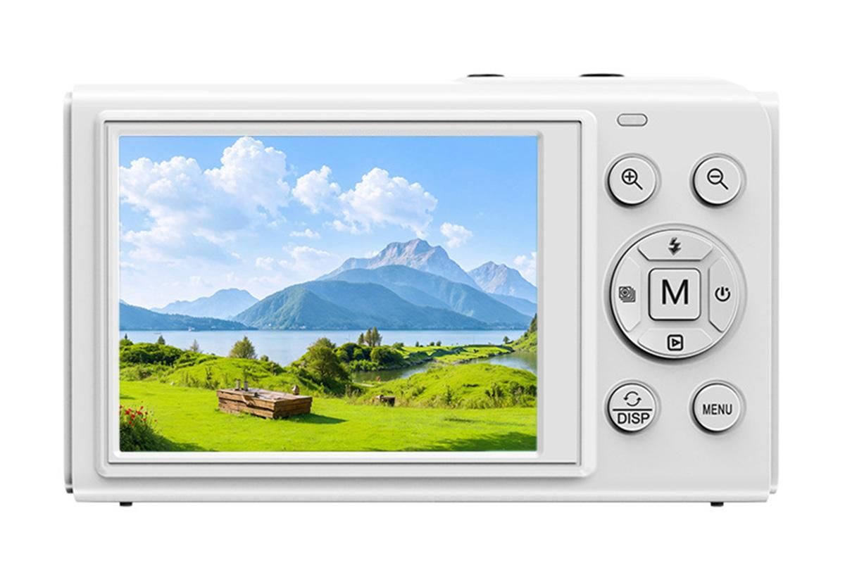 5K HD Dual Screen Digital Camera Point and Shoot Selfie Camera with LED Fill Light - White - Image 2