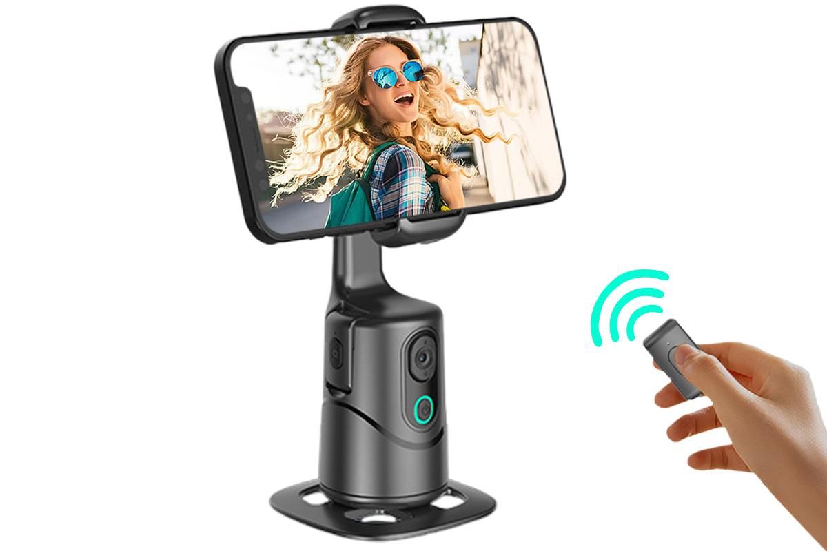 Auto Face Tracking Tripod 360° Rotating Auto Tracking Phone Stand with Remote Gesture Control for TikTok - Image 1