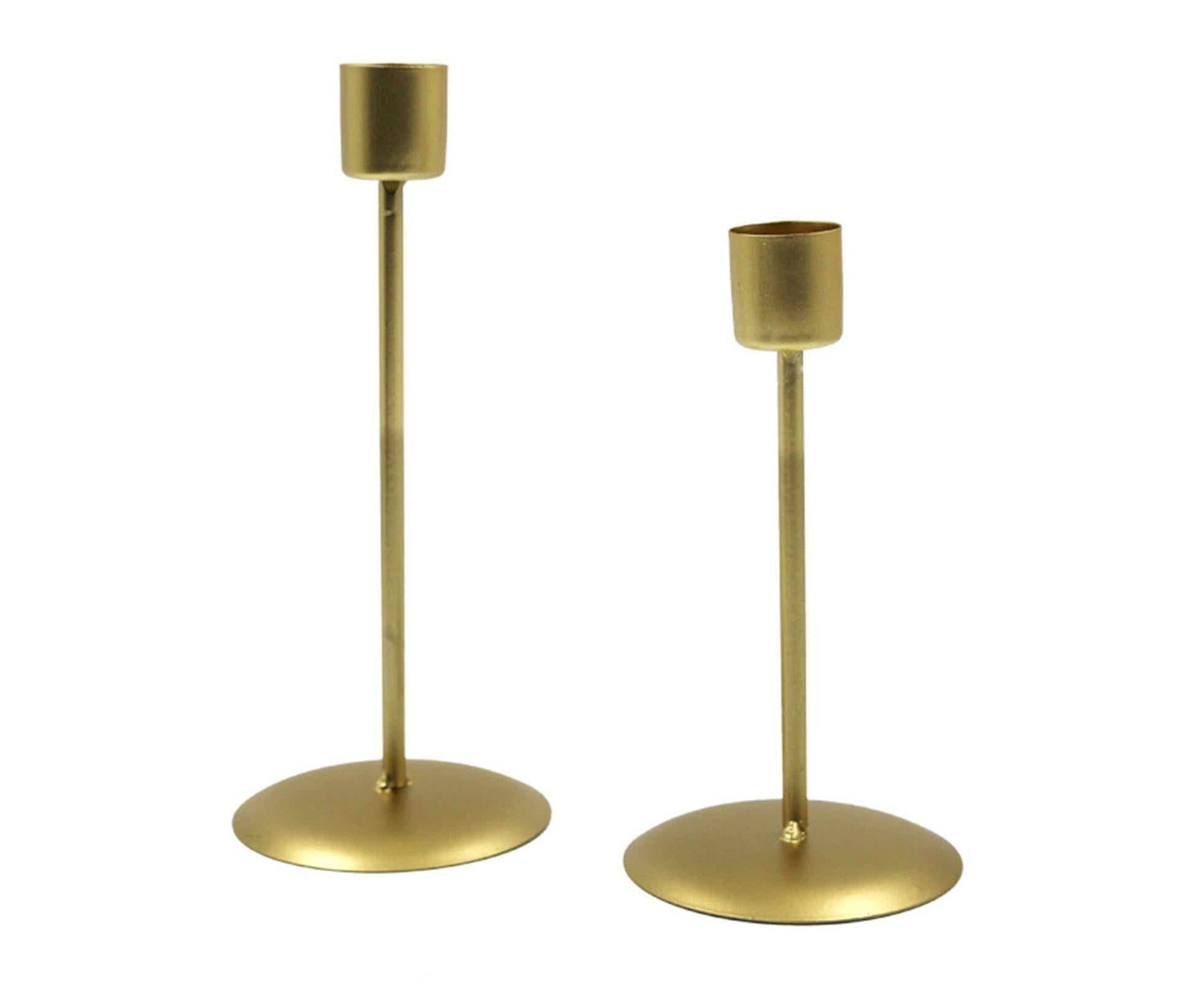 2Pcs Candlestick Exquisite Decorative Simple Nordic Style Candlelight Stand Home Decor -Golden - Image 1