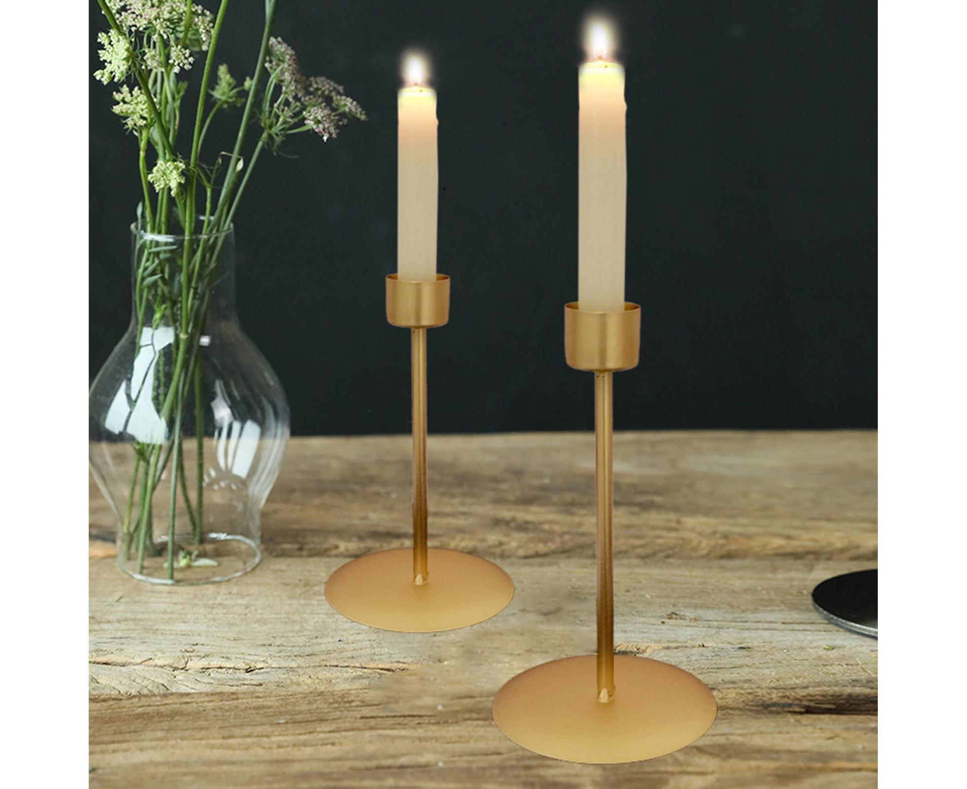 2Pcs Candlestick Exquisite Decorative Simple Nordic Style Candlelight Stand Home Decor -Golden - Image 2
