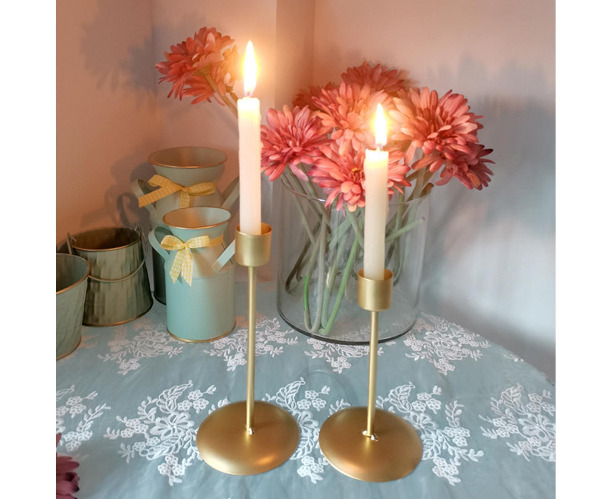 2Pcs Candlestick Exquisite Decorative Simple Nordic Style Candlelight Stand Home Decor -Golden - Image 4