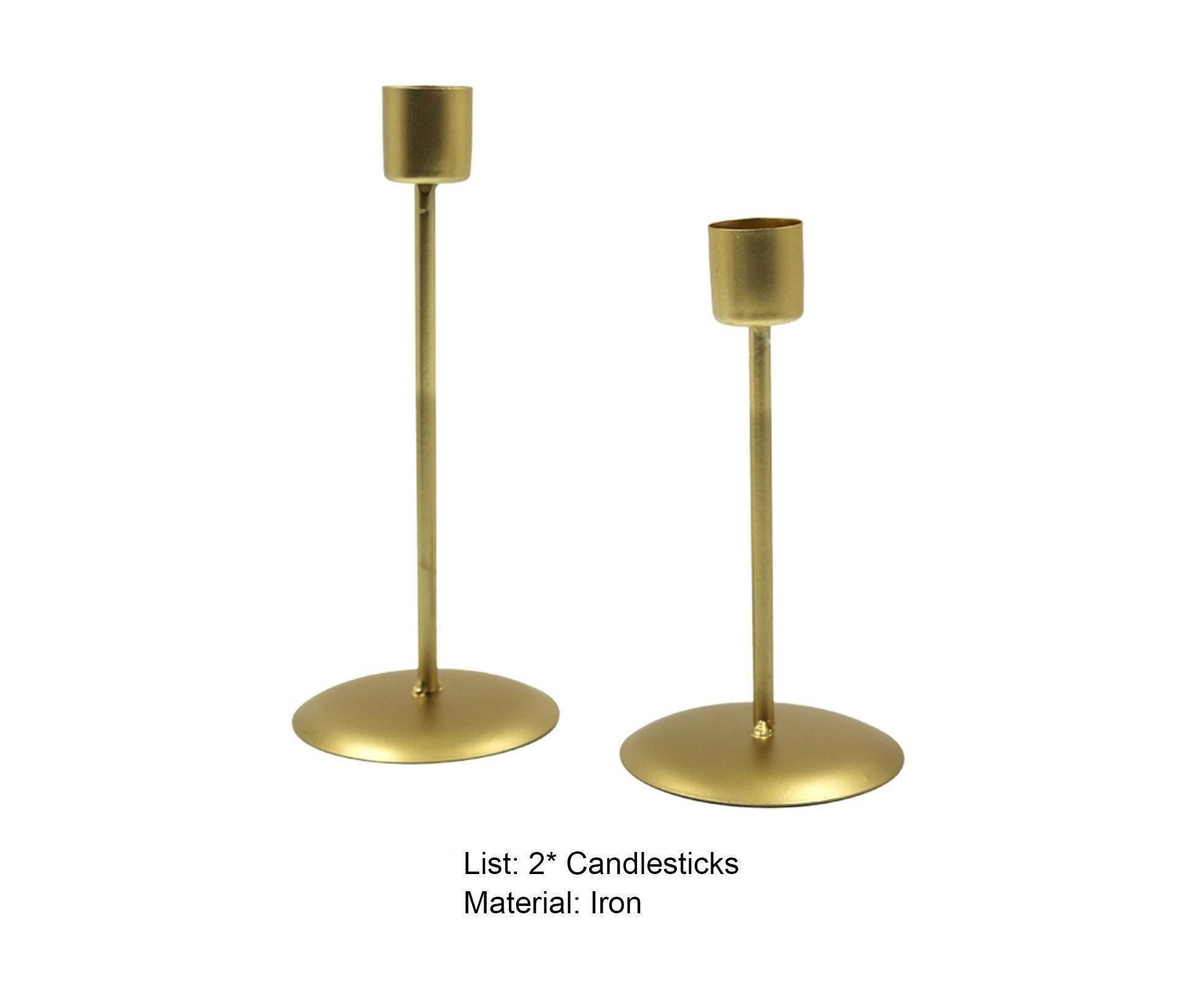 2Pcs Candlestick Exquisite Decorative Simple Nordic Style Candlelight Stand Home Decor -Golden - Image 7