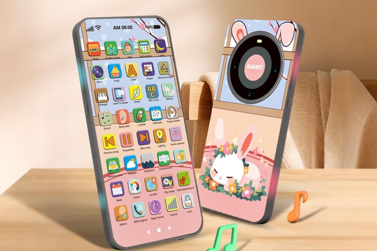 Learning Phone Toy with Over 10000 Educational Contents Touch Screen Early Education Gift - Rabbit - Image 4