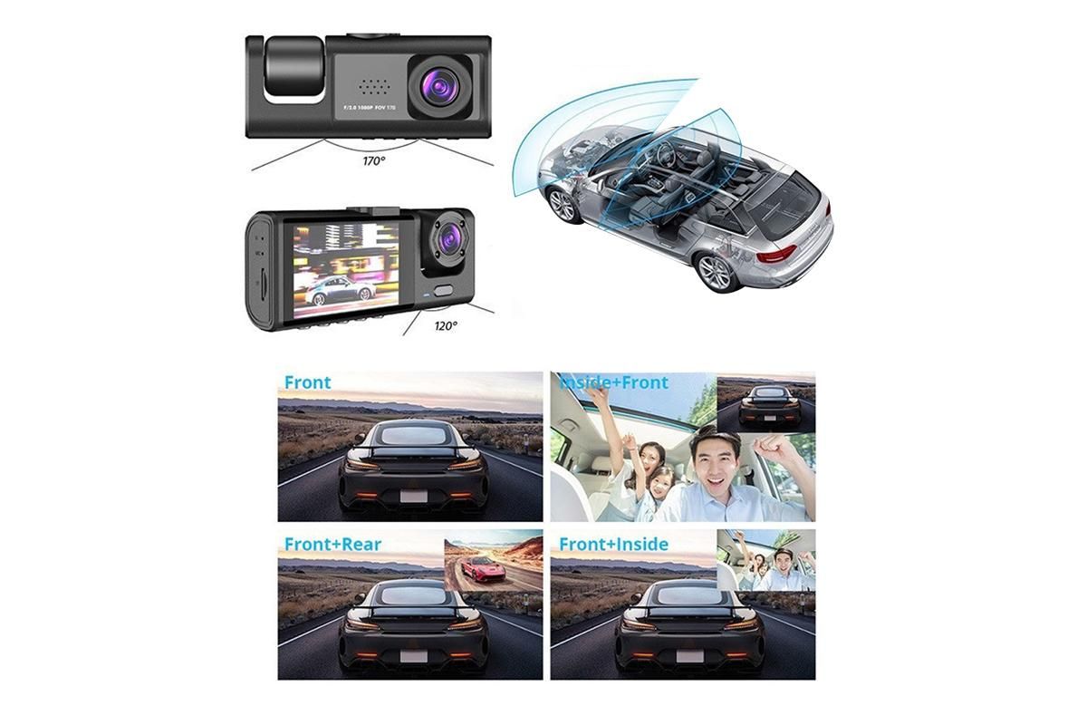 3 Channel Dash Cam Front and Rear Inside with 32GB SD Card 1080P Dash Camera Full HD 170 Degree Wide Angle Dashboard Camera - Image 6