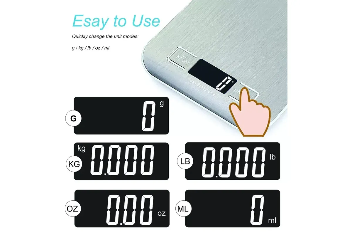 5KG Stainless Steel Digital Electronic Kitchen Scale Postal Scales 1g LCD Backlight Weight Black - Image 3