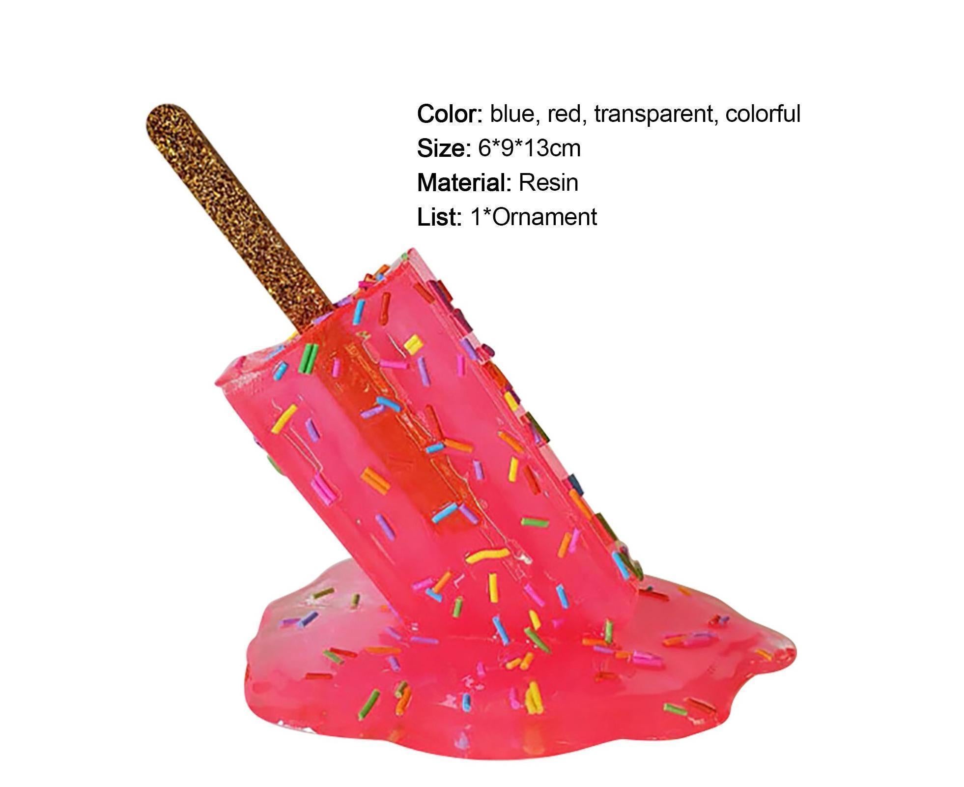 Resin Ornament Artificial Home Decoration DIY Melting Ice Cream Sculpture Art Craft for Table-Red - Image 6