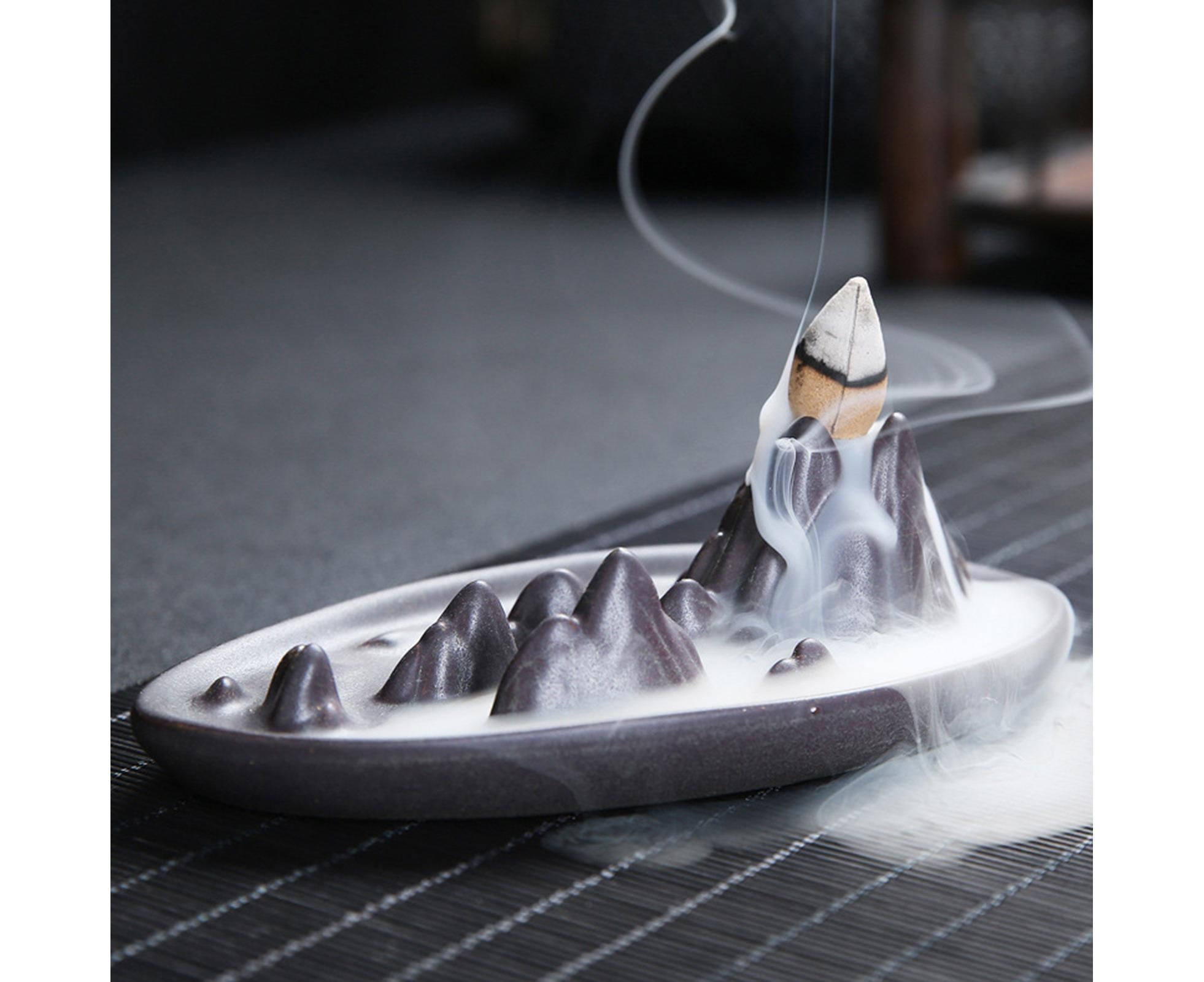 Teahouse Waterfall Lotus Backflow Incense Burner Ceramic Censer Home Decoration- C - Image 6