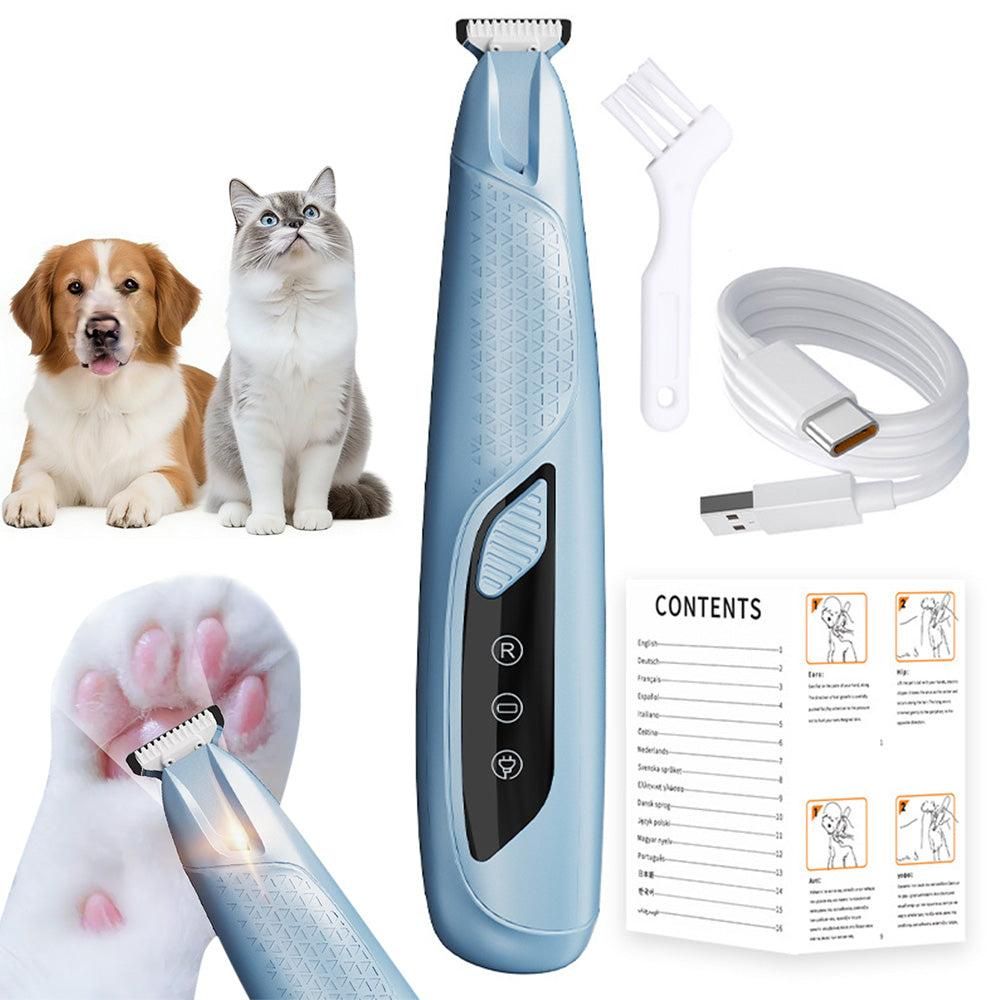 Pet Hair Trimmer Electric Clipper Rechargeable with LED Light for Pets Blue - Image 1