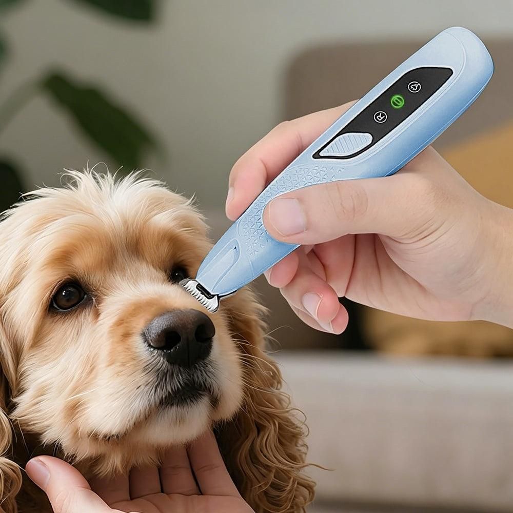 Pet Hair Trimmer Electric Clipper Rechargeable with LED Light for Pets Blue - Image 5