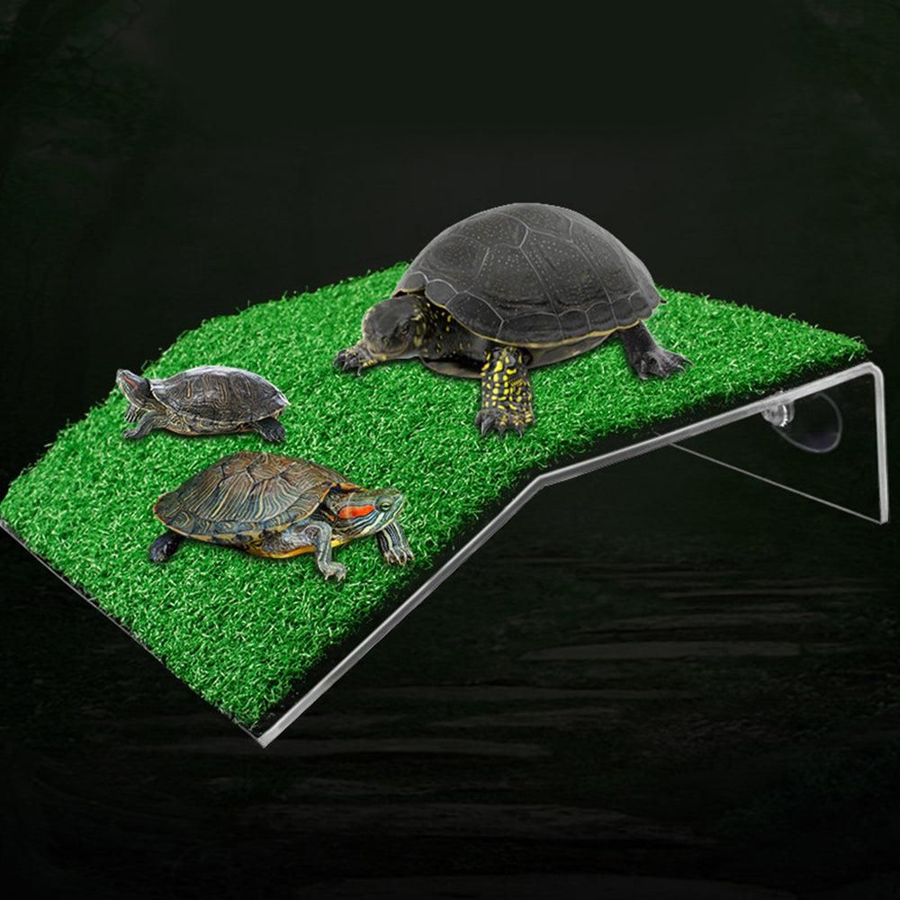 Turtle Basking Platform Simulation Grass Turtle Ramp for Fish Tank Aquarium - S - Image 2