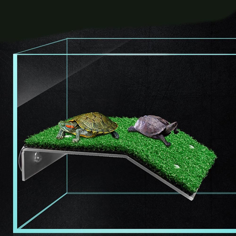 Turtle Basking Platform Simulation Grass Turtle Ramp for Fish Tank Aquarium - S - Image 3