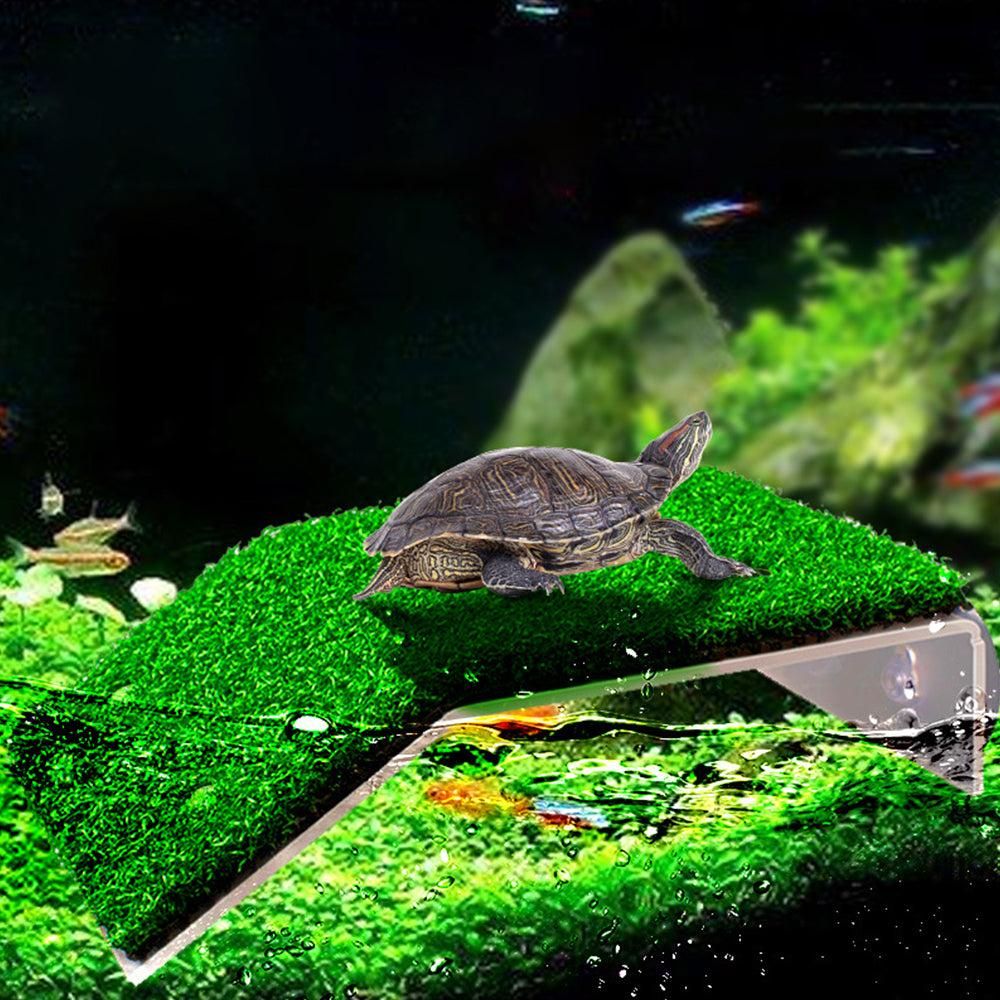 Turtle Basking Platform Simulation Grass Turtle Ramp for Fish Tank Aquarium - S - Image 6