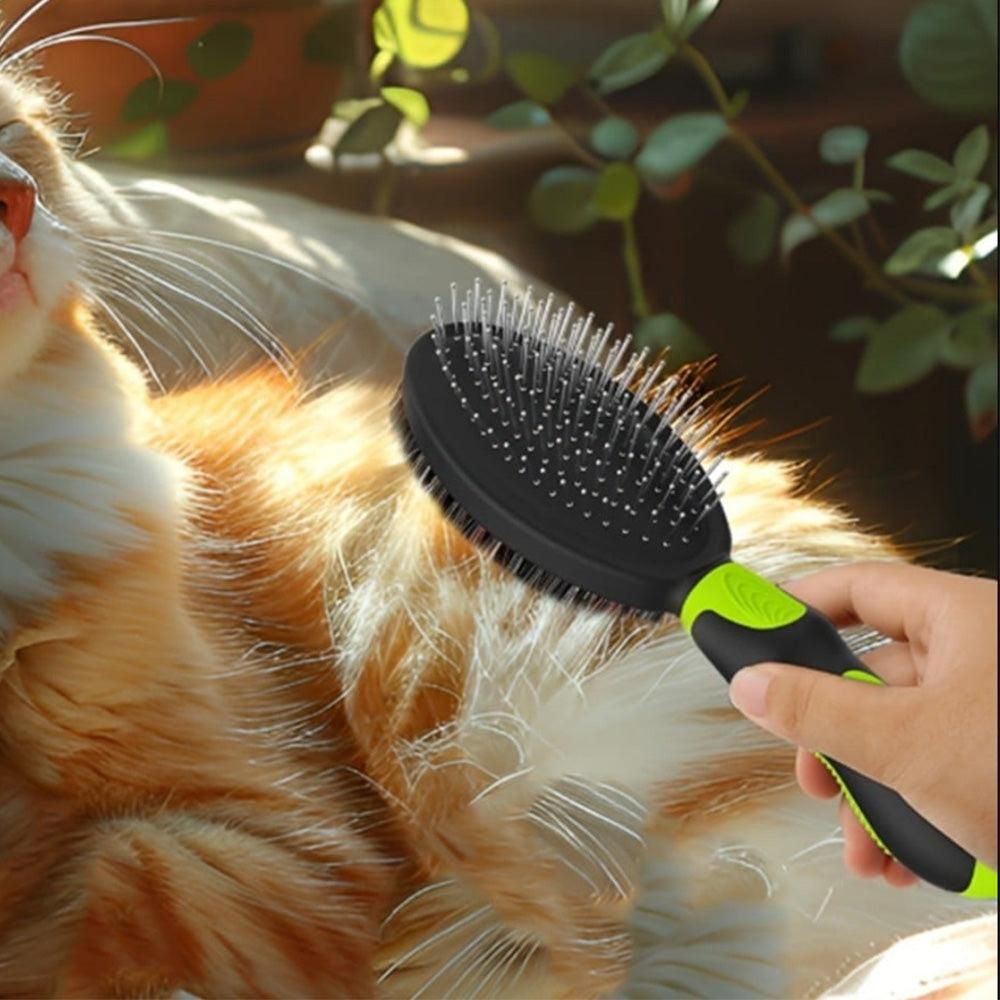2PCS Pet Grooming Tools Double-Sided Brush for Shedding and Bathing for Short/Long Haired Dogs Cats Green - Image 3